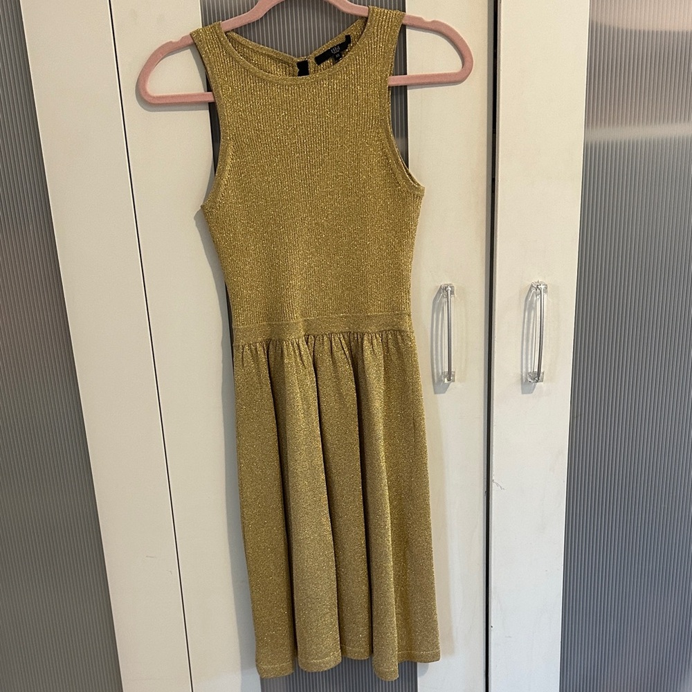 Tibi Metallic Gold Knit stretchy dress